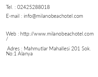 Milano Beach Family Hotel iletiim bilgileri